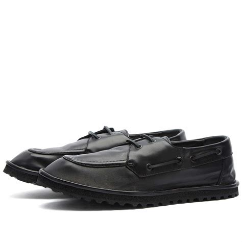 Dries Van Noten Men's Boat Shoe in Black Leather Dries Van Noten