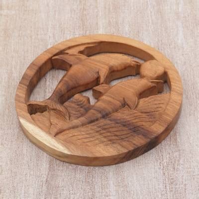 Hand Carved Teak Wood Dolphin – Saajawat