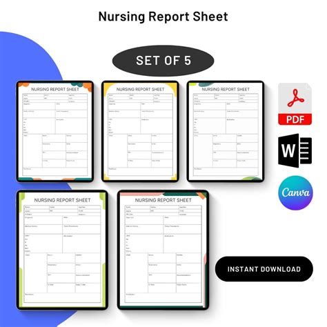 Nursing Report Sheets Template Printable PDF, Word