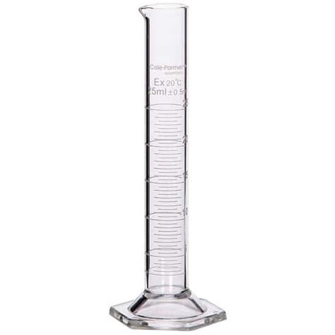 Cole-Parmer Graduated Cylinder, Borosilicate Glass, Hexagonal Base ...