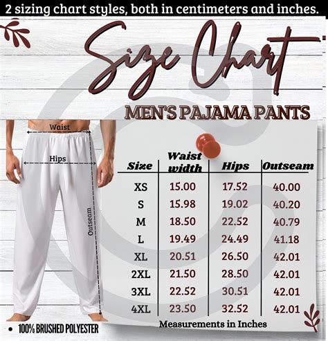 Men's Pajama Pants AOP Size Chart, Pajama Pants Size Guide Men, Men's ...