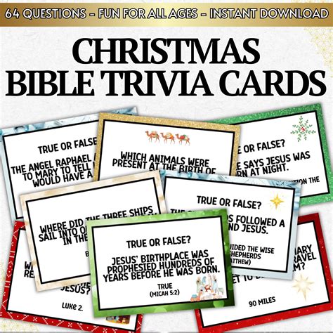 Christmas Bible Trivia Cards (64 Cards) - Party Prints Press