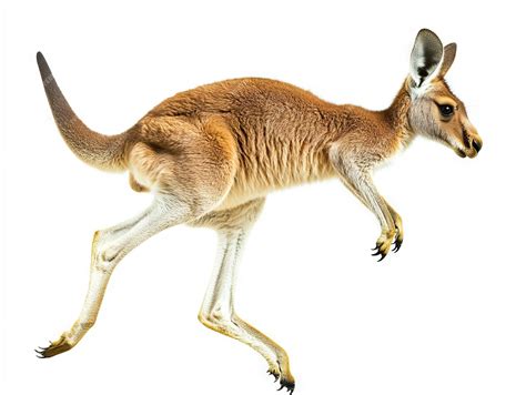 A kangaroo is running in the air with its legs spread out | Premium AI ...