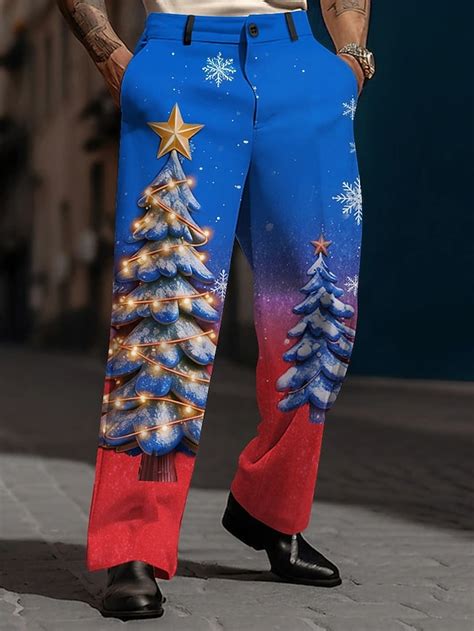 Christmas Men's Christmas Tree Christmas Light Trousers Dress Pants ...