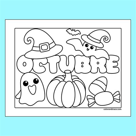 Octubre Coloring Page: Free Spanish Class Printable - Color and Trace