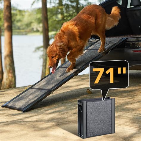 PetThem Dog Ramp for Car 71'' X-Long & 17.2" Wide Folding Dog Ramps for ...