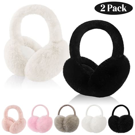Loritta 2 Packs Women Ear Muffs Soft Cute Foldable Ear Warmers for ...