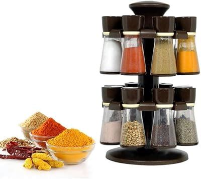 Buy Amazon Brand - Solimo Revolving Plastic Spice Rack Set (16 Pieces ...