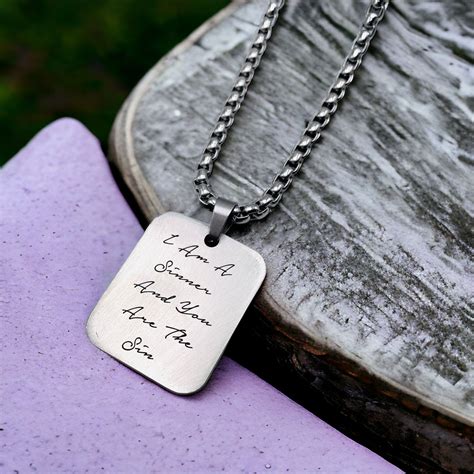 Stainless Steel Rectangle Dog Tag Personalized Engraved Letter Necklac ...