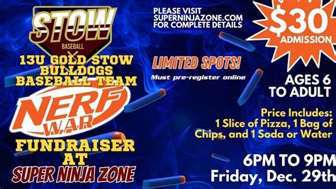 Nerf War Night - 13U Gold Team Fundraiser, Super Ninja Zone, Cuyahoga ...