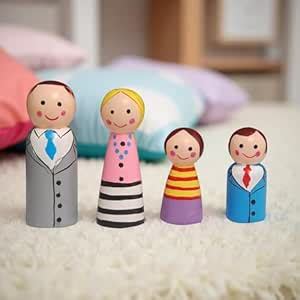 CHANNAPATNA TOYS Wooden Peg Dolls Family Non Toxic Colors (2 Years+ ...