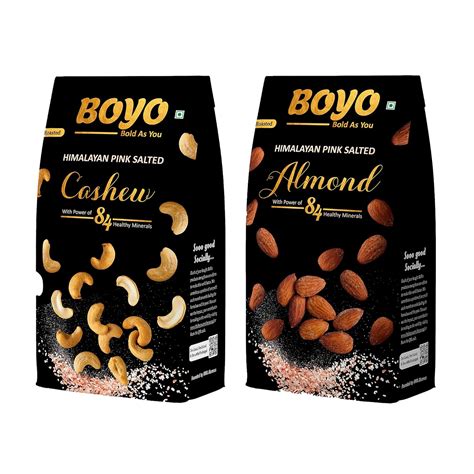 BOYO Premium Nuts Combo Pack 400g - Roasted and Himalayan Pink Salted ...