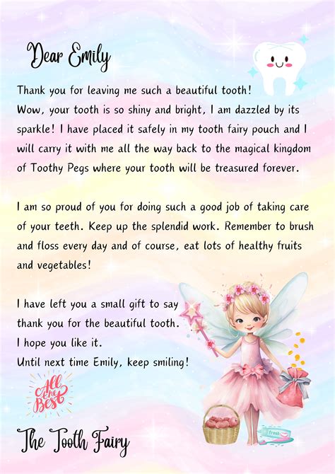 Tooth Fairy Letter PERSONALIZED, Printable Digital Download, Tooth ...
