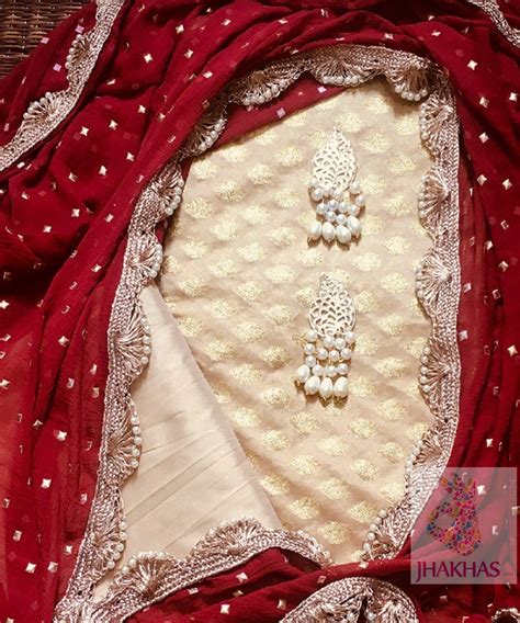 Red Desiger Dupatta And Chanderi Silk Top,Designer Suits With Price ...