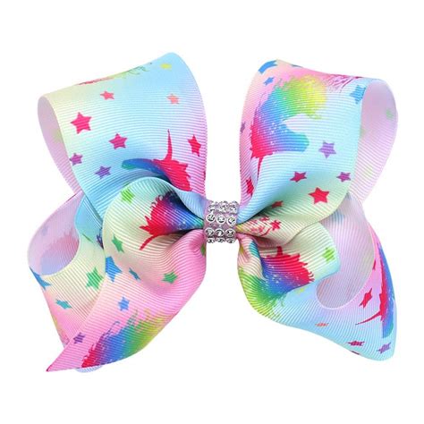 Rainbow Unicorn Hair Bows Boutique Girls Alligator Clip Grosgrain ...