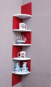 DecorEnBois Decorative Corner Zig Zag Wall Shelf for home Decor (Red ...