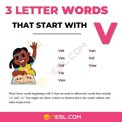 3 Letter Words with V (8 Words in English) • 7ESL