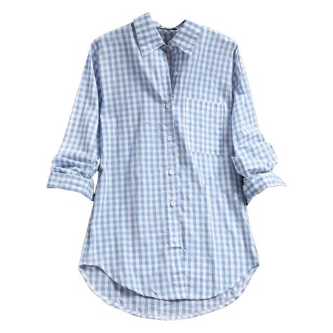 Blue Women Shirts, Women'S Plaid Lapel Long Sleeve Vintage Shirt Top ...