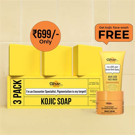 Kojic Face Wash + Kojic soap + Magic Cream + Sunscreen – GHAR SOAPS