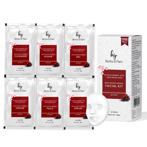 Herbs & Pure Deep Moisturising Facial kit with Hyaluronic Acid & Red ...