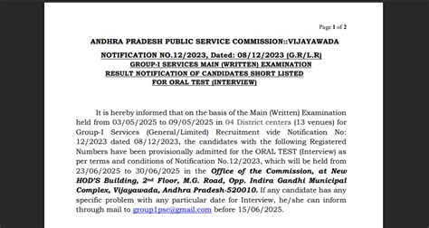 APPSC Group 1 Mains result 2025 out at psc.ap.gov.in: Direct link to ...