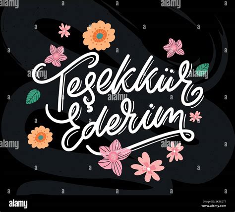 Text in the Turkish: Thank you. Lettering. Ink illustration. Modern ...