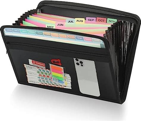NISUN 13 Pocket Expanding File Folder with Sticky Labels, Letter/A4 ...
