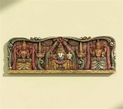 Wooden Wall Panel Balaji And Bhu Devi Sri Devi 36" – CottageArts India