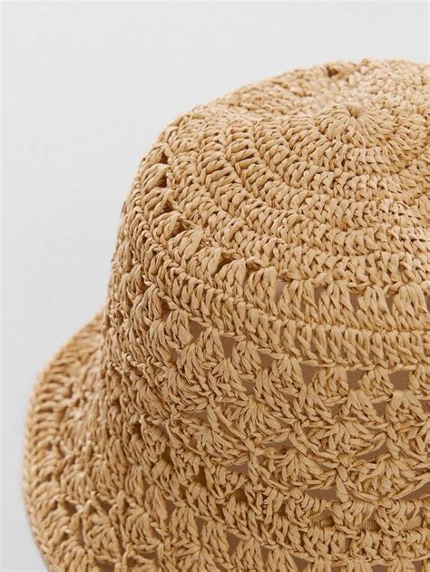 Mango Textured Bucket Hat, Light Beige
