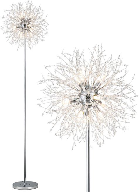 SineRise Modern Crystal Floor Lamp (9-Light, 70-Inch, Chrome), Standing ...