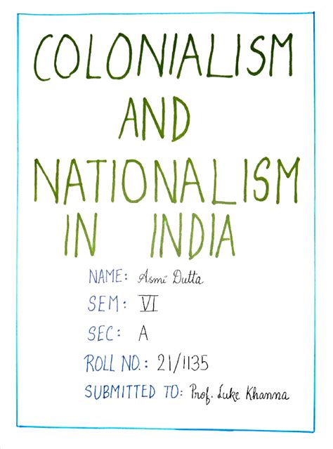 CNI sem 6 - Assignment - COLONIALISM AND NATIONALISM IN INDIA NAME ...