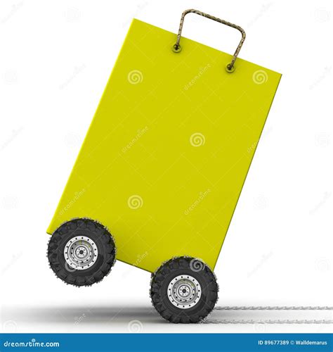 Grocery bag on wheels stock illustration. Illustration of yellow - 89677389