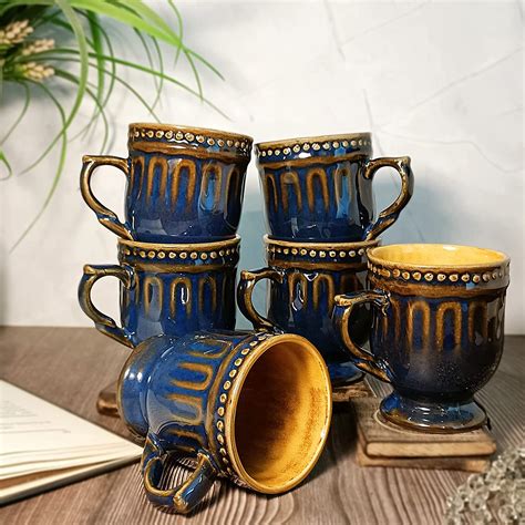 Buy AMAZECART Hand Made Antique Alive Design Tea/Coffee Mugs Set of 6 ...