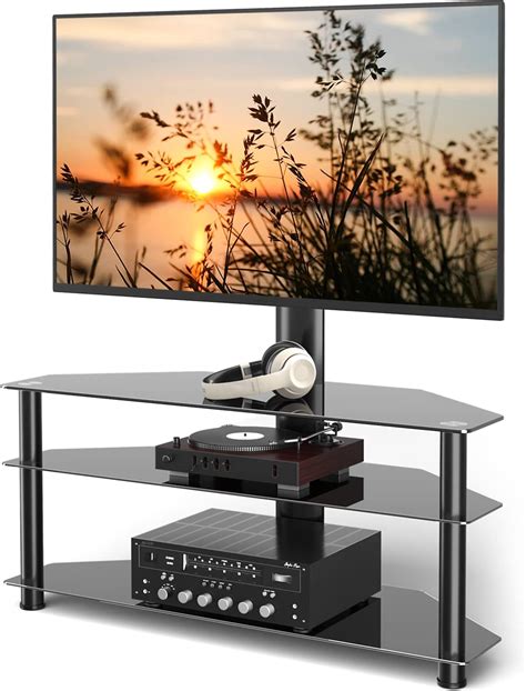 Amazon.com: Mahara Classic Black Glass Corner TV Stand - Maximum 55 ...