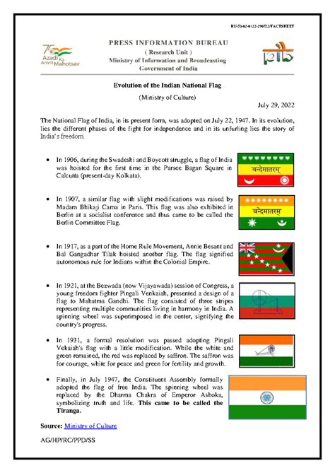 Evolution of the Indian National Flag: A Historical Overview - Studocu
