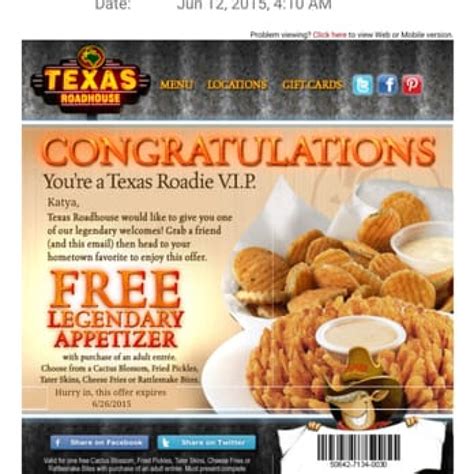 Texas Roadhouse Printable Coupons