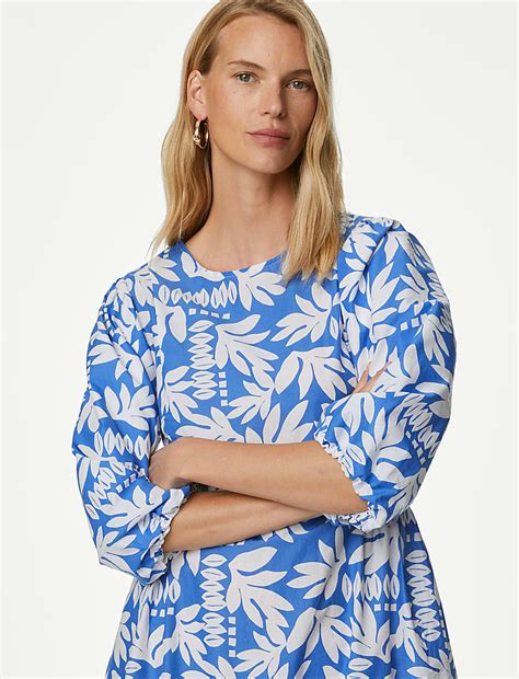 Buy Pure Cotton Printed Maxi Tiered Dress at Marks & Spencer