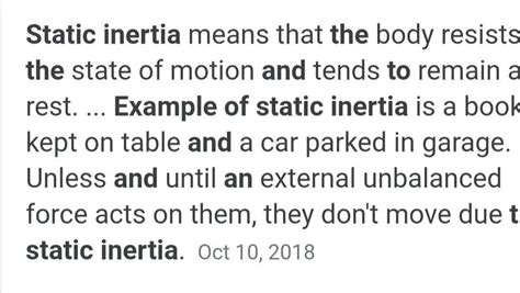 Give example of static inertia where we find in our daily life - Brainly.in