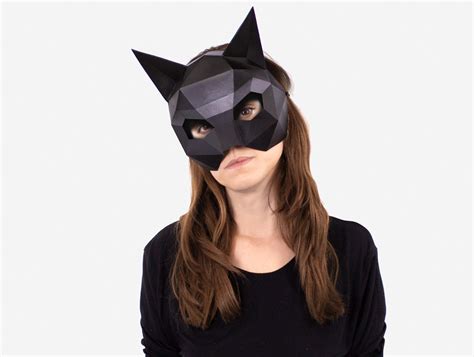 Cat Half Mask, Halloween Mask, Black Cat Mask, DIY Printable Animal ...