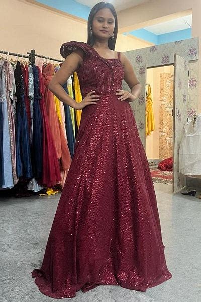 G36, Designer framed Wine One Shoulder Ball Gown, Size (XS-30 to XL-40 ...