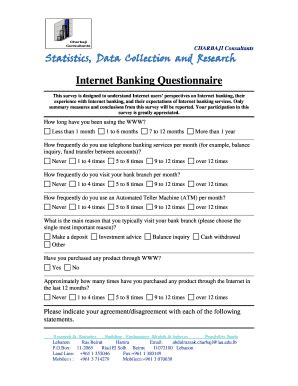 Internet Banking Questionnaire - Blank Fillable Template | Fill Out ...