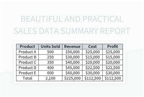 Image result for Data Summary Report Example