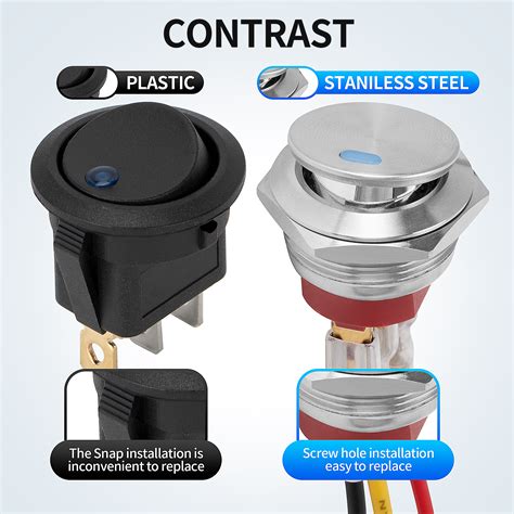 Customize Logo Round Lighted Rocker Switch - 22MM 20A 12VDC SPST ...