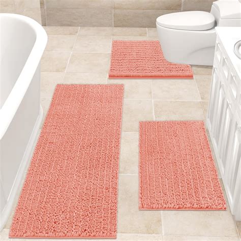 Amazon.com: ACCUMTEK Upgrade Extra Large Coral Bathroom Rug Set 3 ...