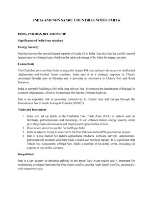 International Relations OF India WITH THE World PART 5 - INTERNATIONAL ...