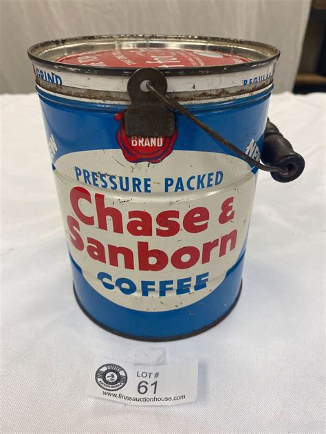 Vintage Chase & Sanborn Coffee Tin with Wire and Ball Handle