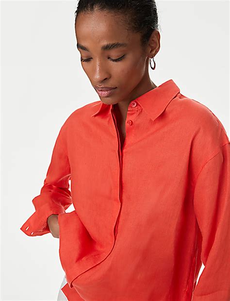 Buy Pure Irish Linen Collared Relaxed Shirt at Marks & Spencer