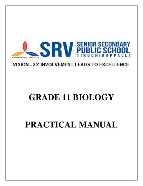 G11 BIO Practical Manual: Experiments and Observations for Class XI ...