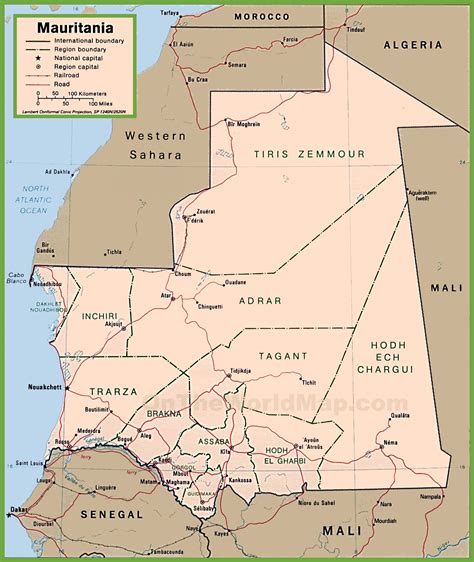 Mauritania Africa Map