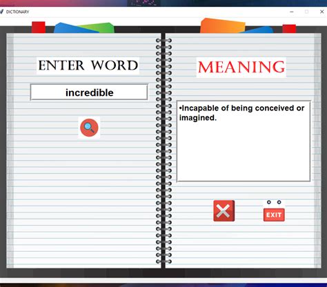 Dictionary Project On Python GUI 的图像结果